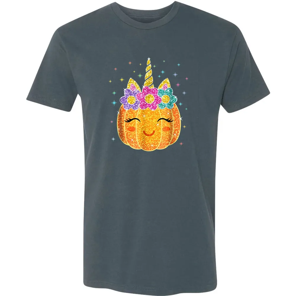 Cute Unicorn Pumpkin Halloween Thanksgiving Premium Unisex T-shirt - 14