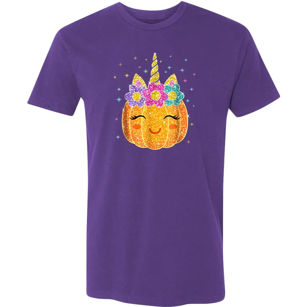 Cute Unicorn Pumpkin Halloween Thanksgiving Premium Unisex T-shirt - 7