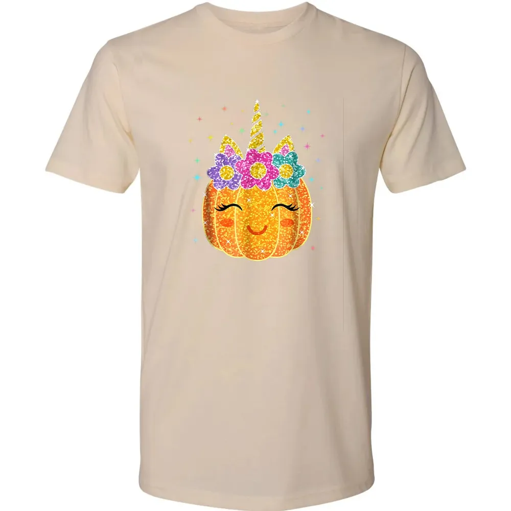 Cute Unicorn Pumpkin Halloween Thanksgiving Premium Unisex T-shirt - 13