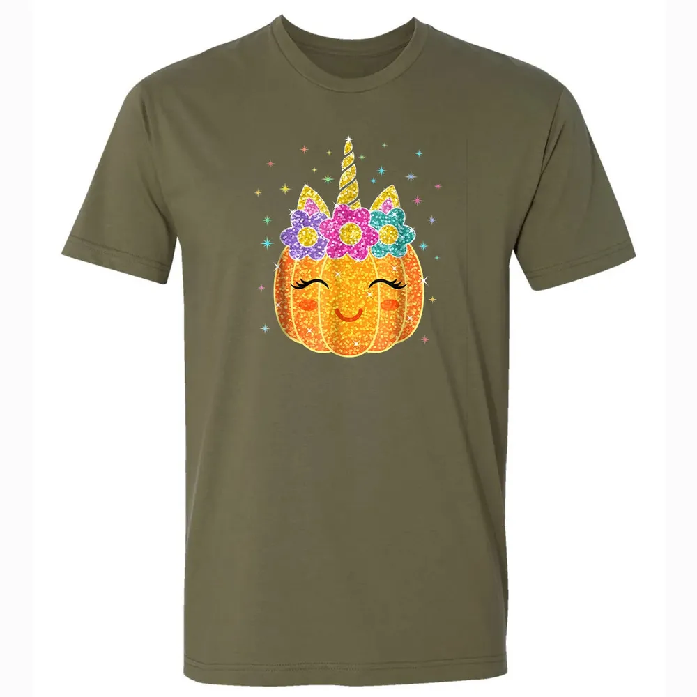 Cute Unicorn Pumpkin Halloween Thanksgiving Premium Unisex T-shirt - 5