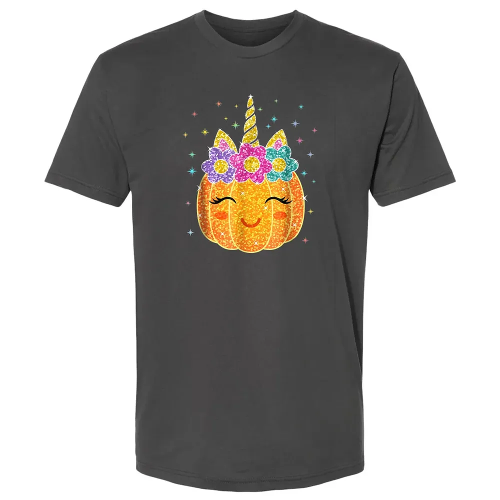 Cute Unicorn Pumpkin Halloween Thanksgiving Premium Unisex T-shirt - 8