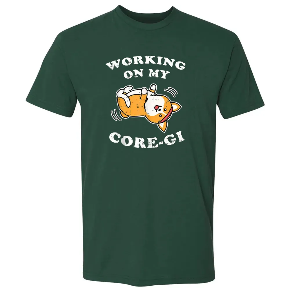 Working Core Gi Workout Cute Black Corgi Dog Fitness Gift Premium Unisex T-shirt - 12