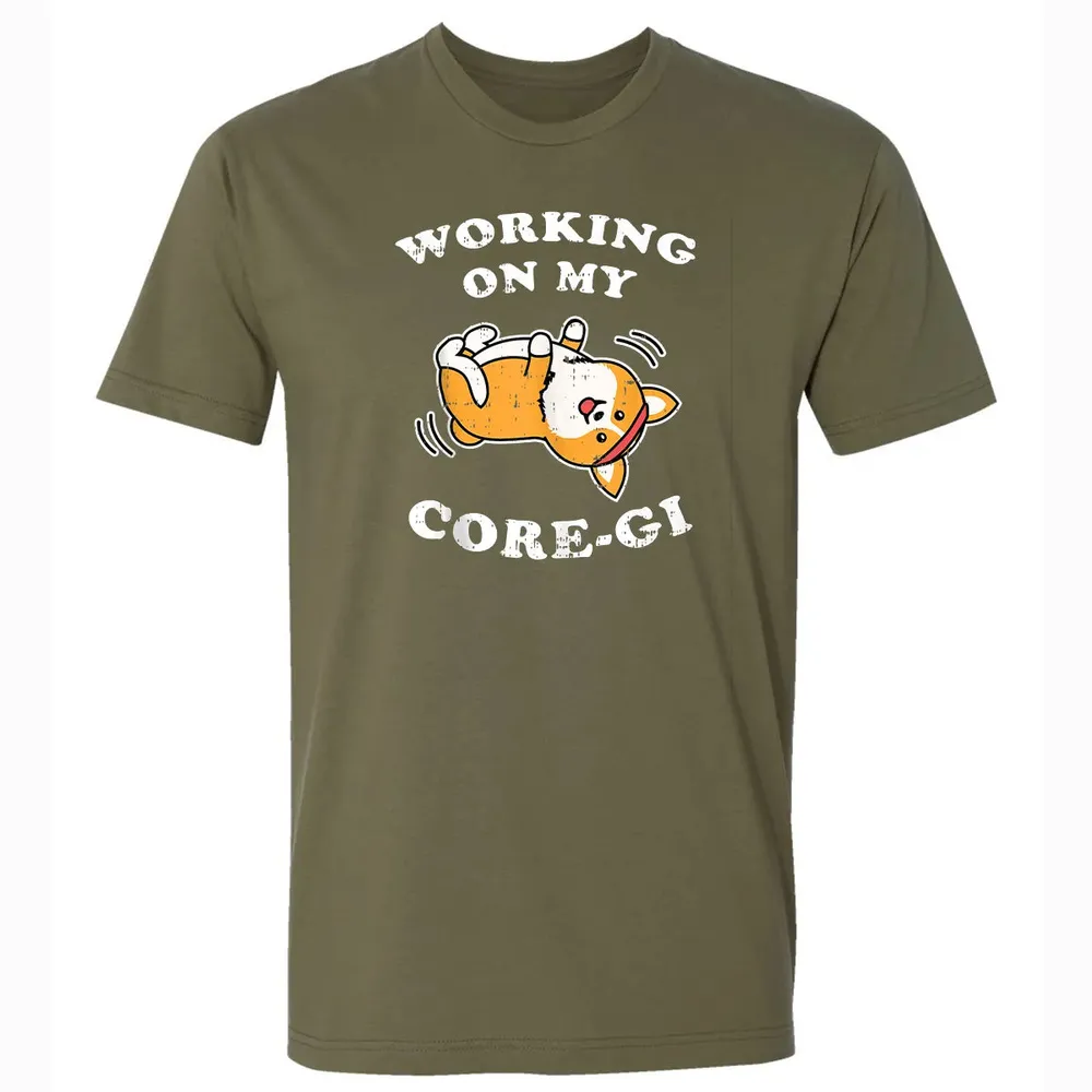 Working Core Gi Workout Cute Black Corgi Dog Fitness Gift Premium Unisex T-shirt - 5