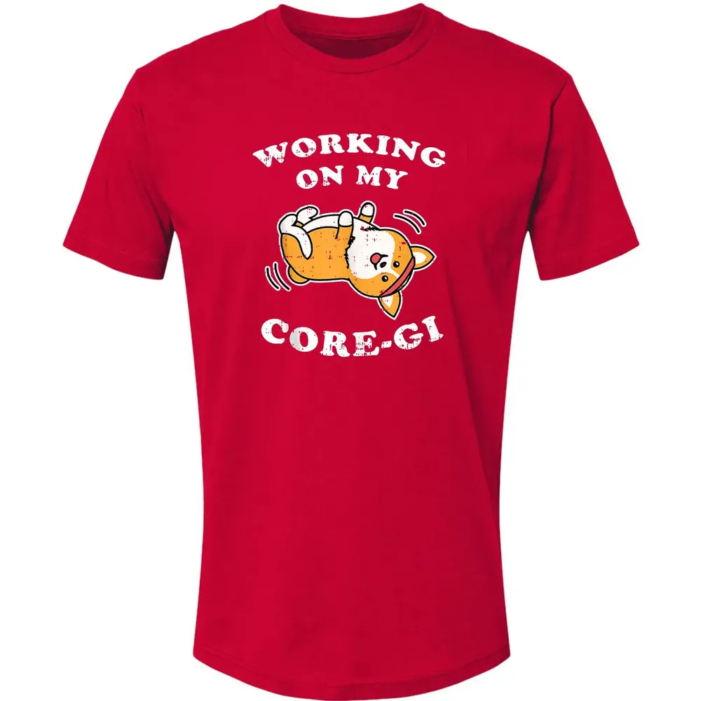 Working Core Gi Workout Cute Black Corgi Dog Fitness Gift Premium Unisex T-shirt - 6