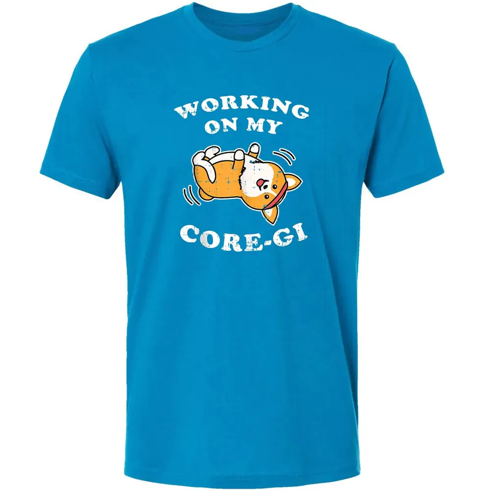 Working Core Gi Workout Cute Black Corgi Dog Fitness Gift Premium Unisex T-shirt - 15