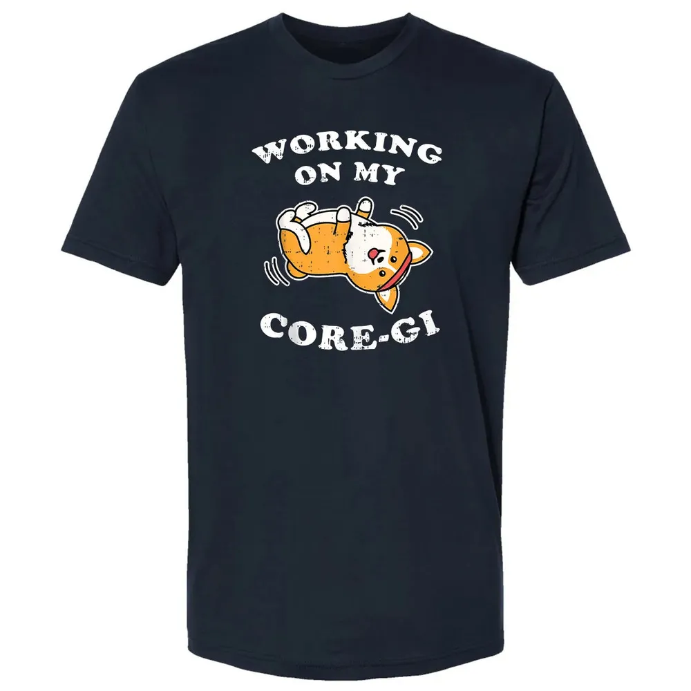 Working Core Gi Workout Cute Black Corgi Dog Fitness Gift Premium Unisex T-shirt - 2