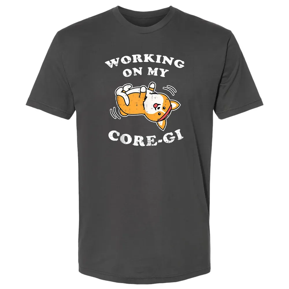 Working Core Gi Workout Cute Black Corgi Dog Fitness Gift Premium Unisex T-shirt - 8