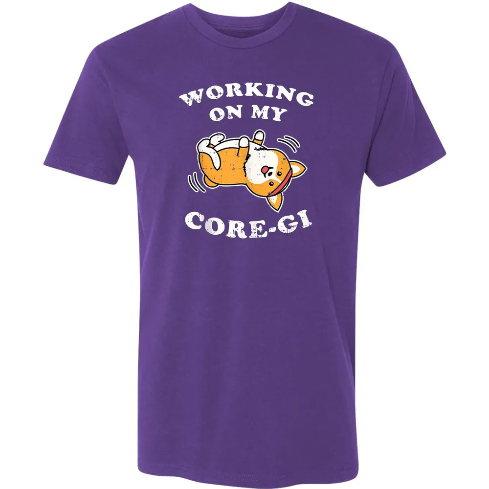 Working Core Gi Workout Cute Black Corgi Dog Fitness Gift Premium Unisex T-shirt - 7