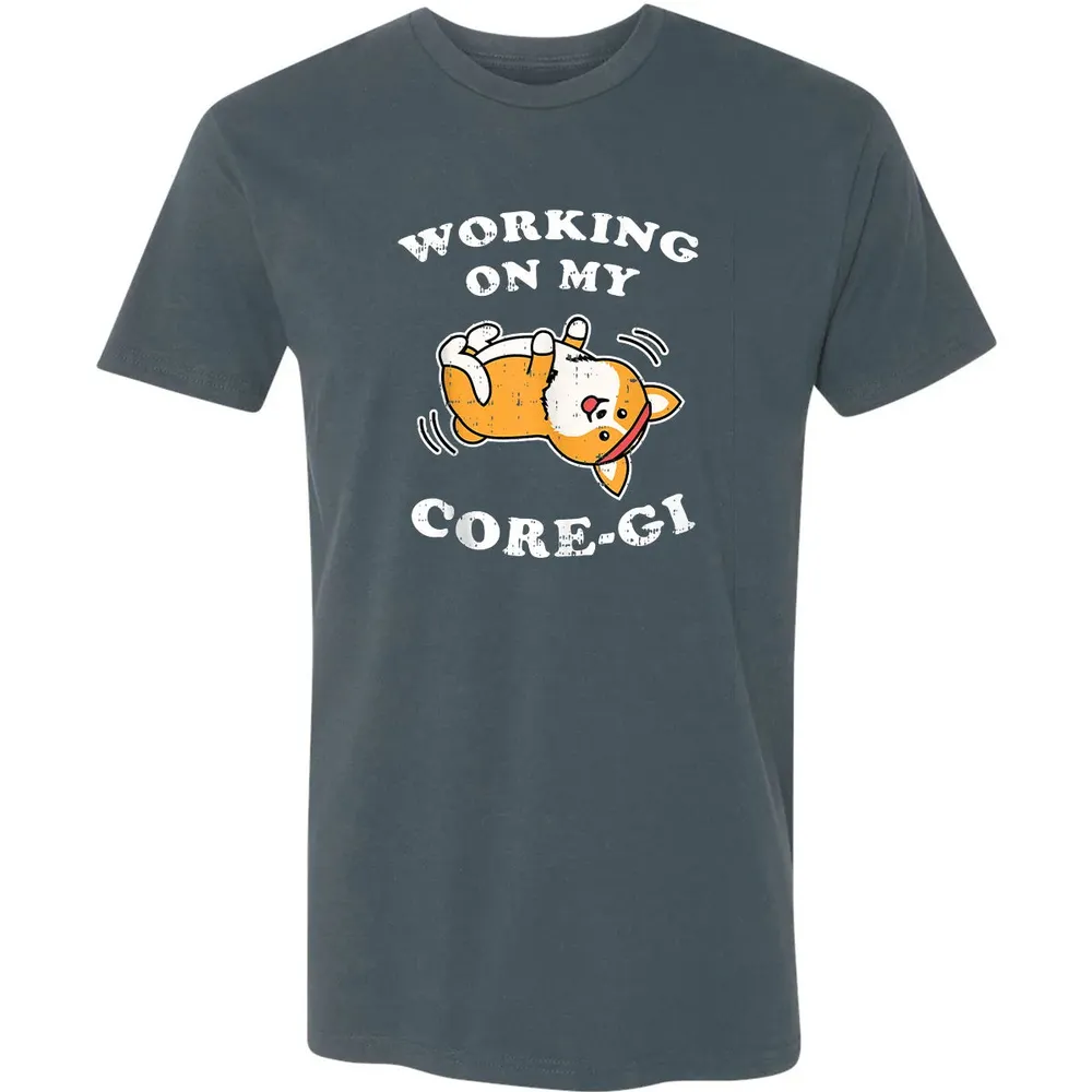 Working Core Gi Workout Cute Black Corgi Dog Fitness Gift Premium Unisex T-shirt - 14