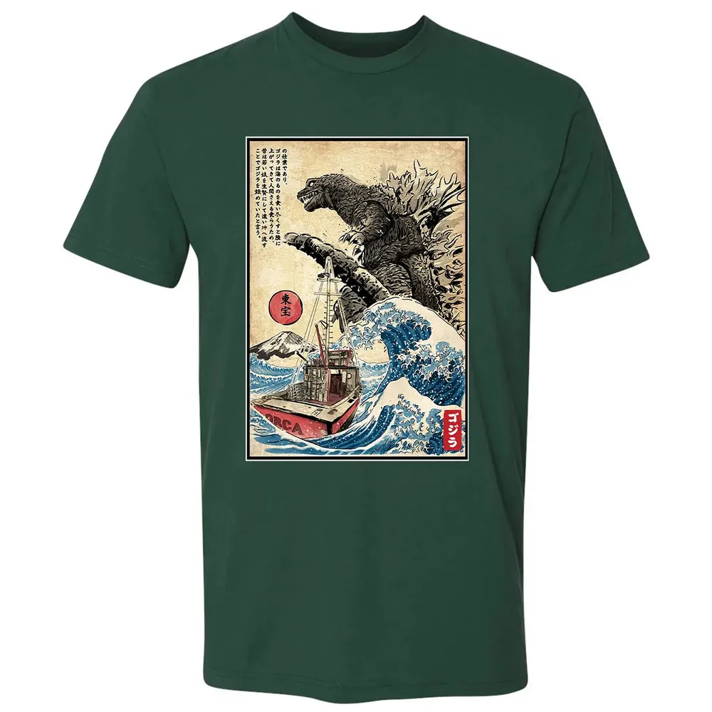 Orca in Japan Woodblock Premium Unisex T-shirt - 12