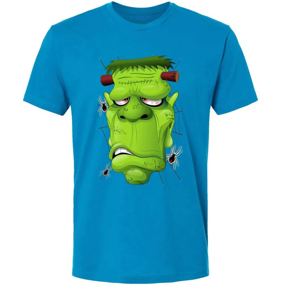Frankenstein Ugly Portrait and Spiders Premium Unisex T-shirt - 4