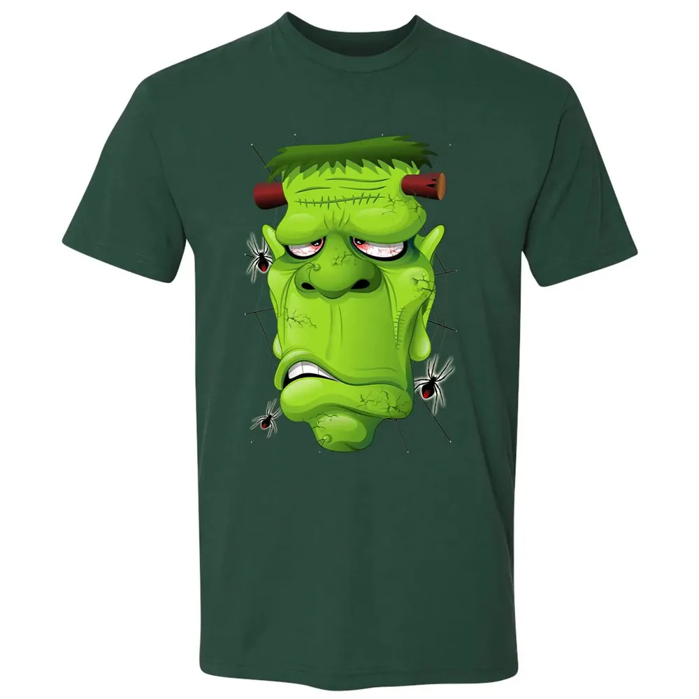 Frankenstein Ugly Portrait and Spiders Premium Unisex T-shirt - 12