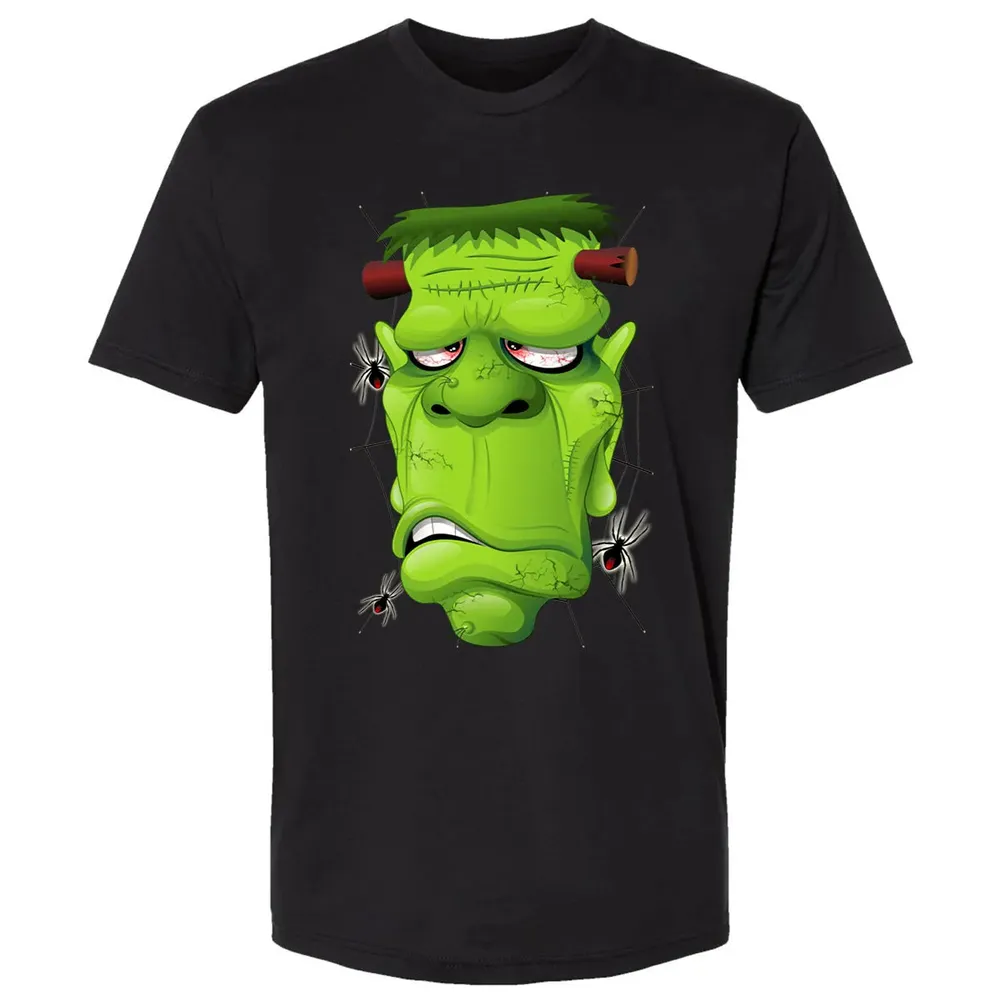 Frankenstein Ugly Portrait and Spiders Premium Unisex T-shirt - 15
