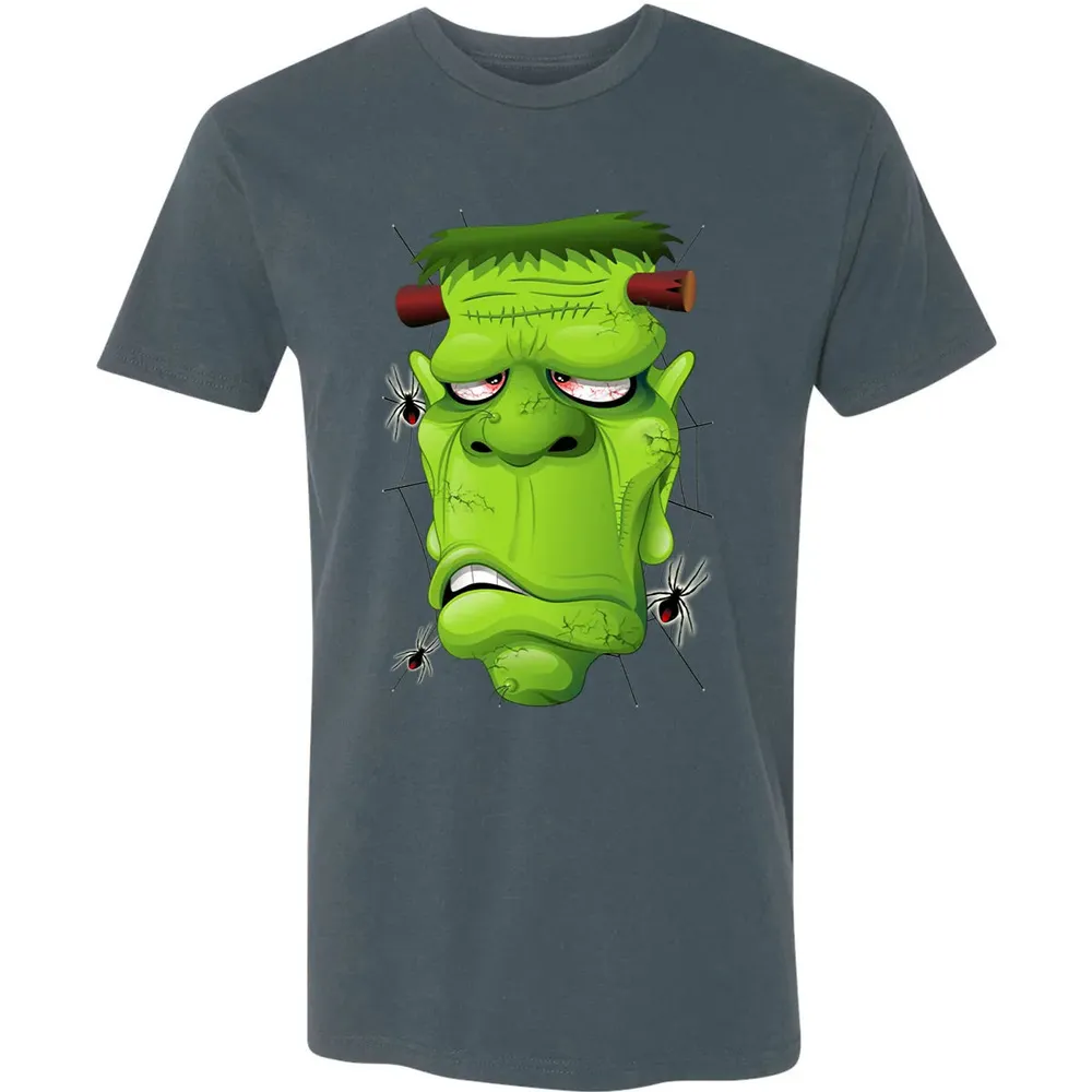 Frankenstein Ugly Portrait and Spiders Premium Unisex T-shirt - 14