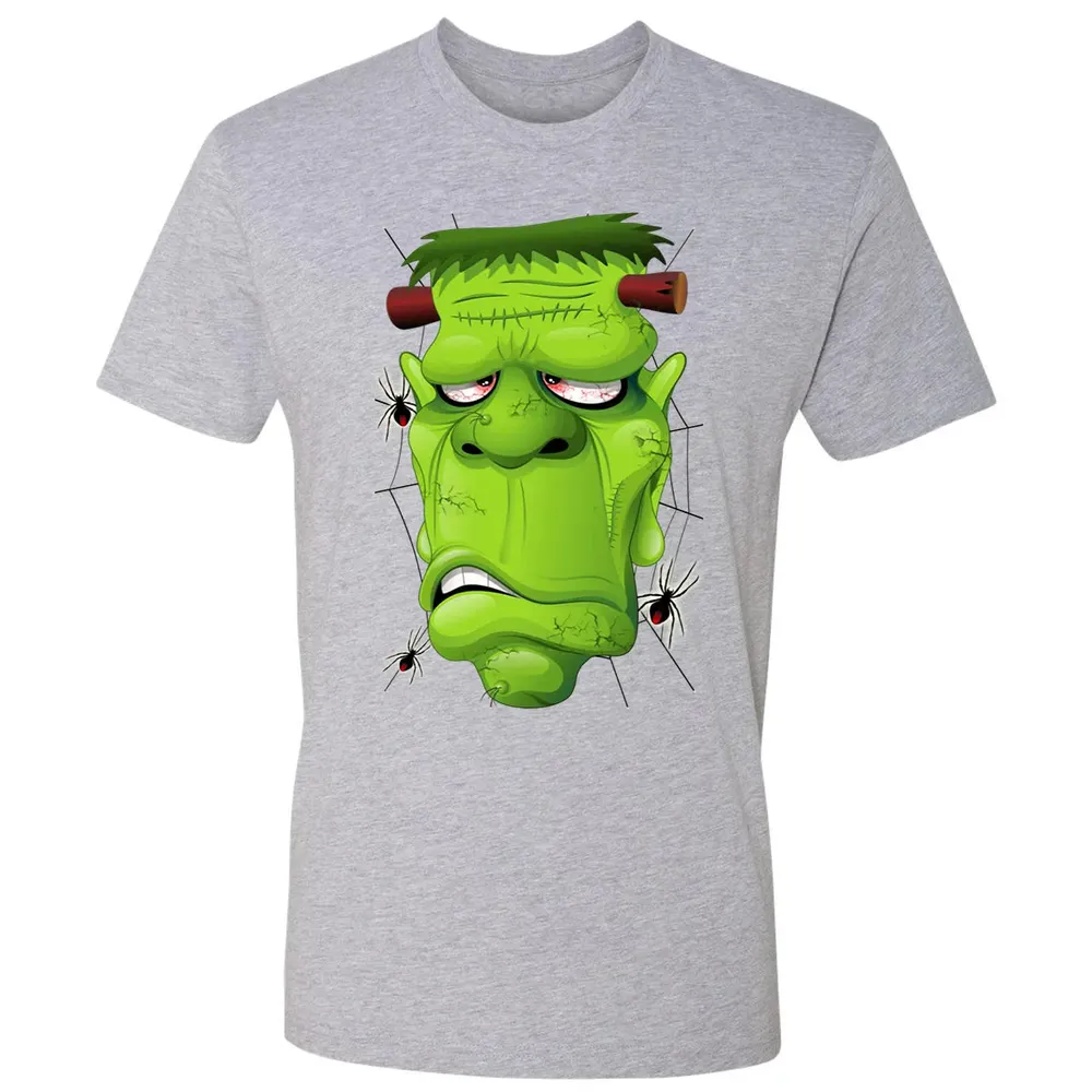 Frankenstein Ugly Portrait and Spiders Premium Unisex T-shirt - 9