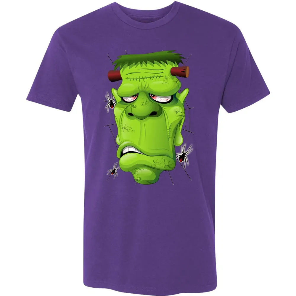 Frankenstein Ugly Portrait and Spiders Premium Unisex T-shirt - 7