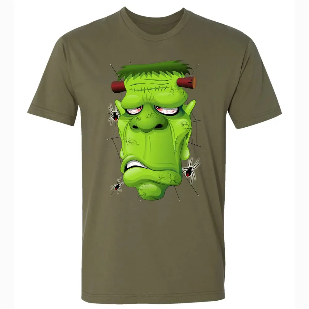 Frankenstein Ugly Portrait and Spiders Premium Unisex T-shirt - 5
