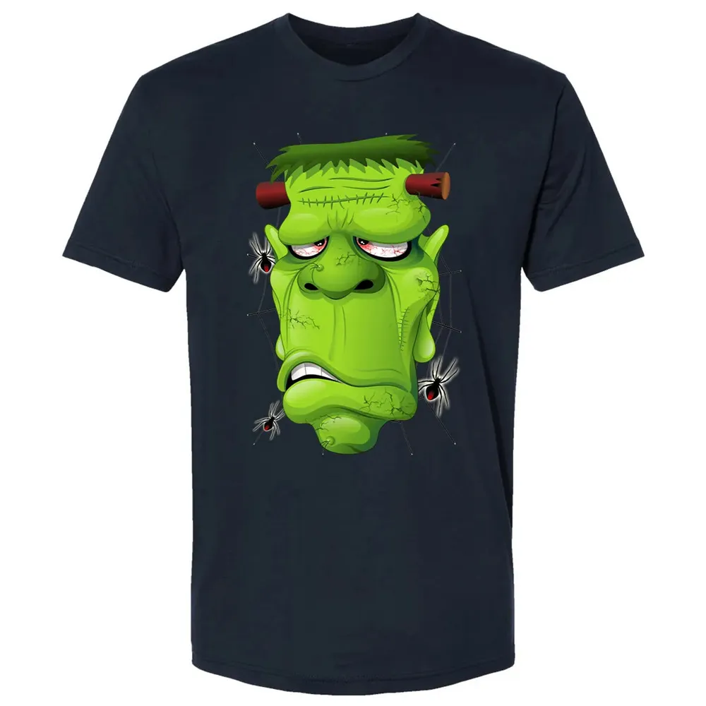 Frankenstein Ugly Portrait and Spiders Premium Unisex T-shirt - 13