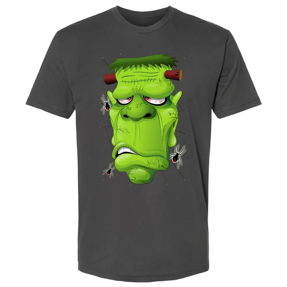 Frankenstein Ugly Portrait and Spiders Premium Unisex T-shirt - 8
