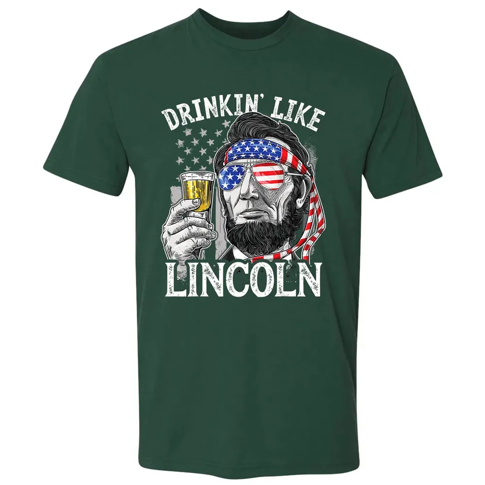 4th of July s for Men Drinking Like Lincoln Abraham Premium Unisex T-shirt - 12