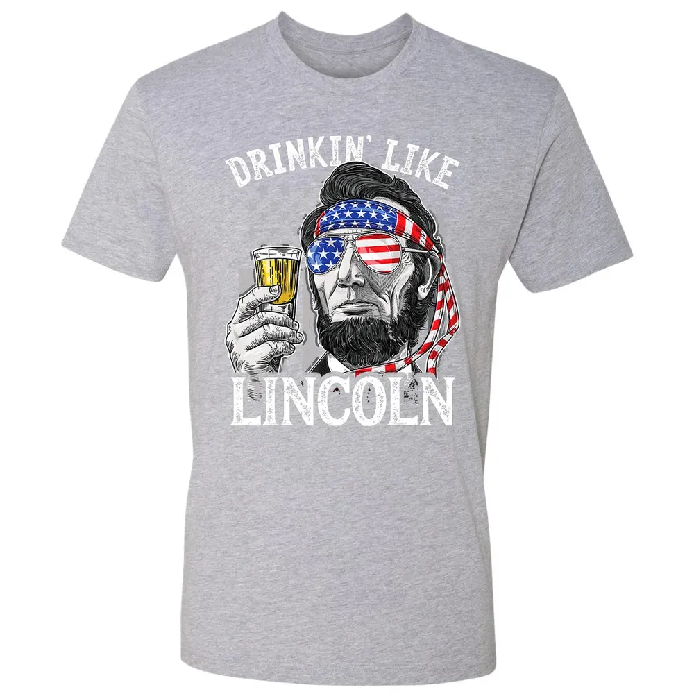 4th of July s for Men Drinking Like Lincoln Abraham Premium Unisex T-shirt - 9