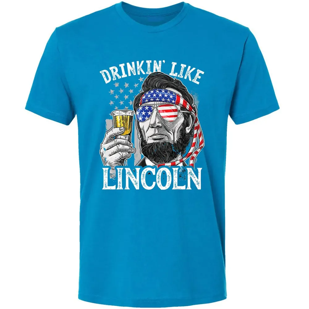 4th of July s for Men Drinking Like Lincoln Abraham Premium Unisex T-shirt - 15