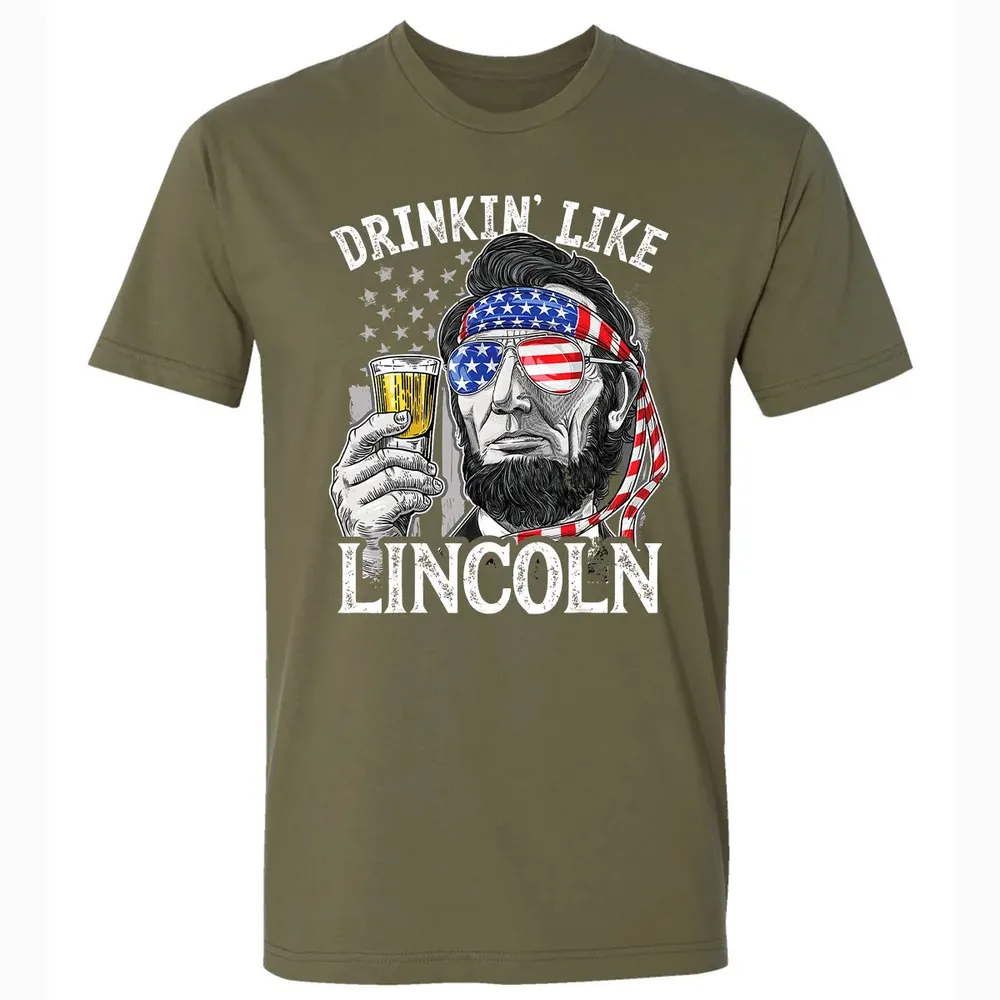 4th of July s for Men Drinking Like Lincoln Abraham Premium Unisex T-shirt - 5