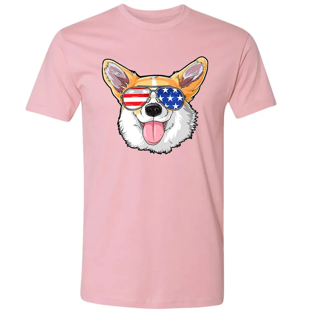 Corgi American Sunglasses  4th of July Dog Puppy USA Premium Unisex T-shirt - 3