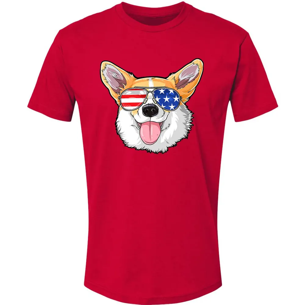 Corgi American Sunglasses  4th of July Dog Puppy USA Premium Unisex T-shirt - 6