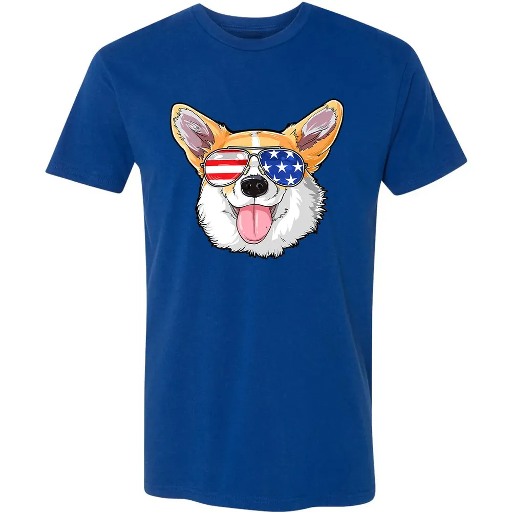 Corgi American Sunglasses  4th of July Dog Puppy USA Premium Unisex T-shirt - 10