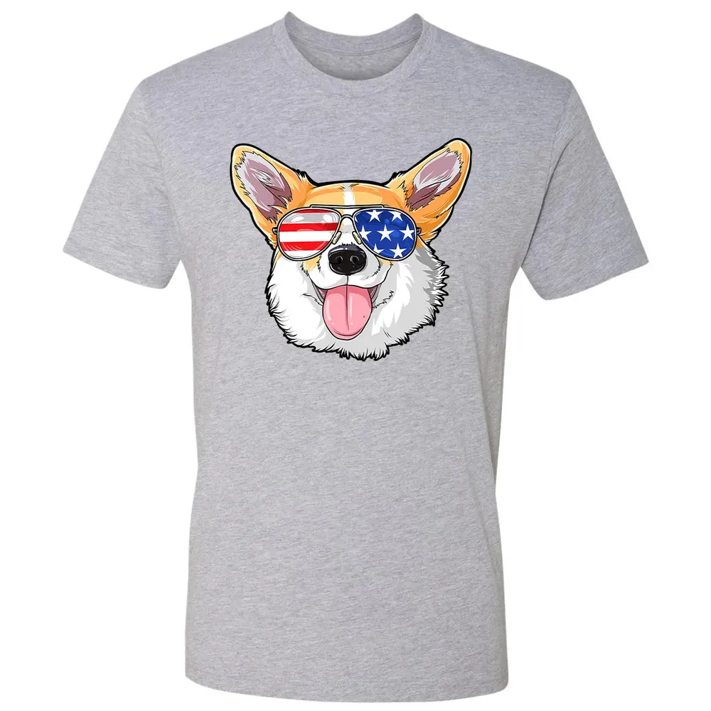 Corgi American Sunglasses  4th of July Dog Puppy USA Premium Unisex T-shirt - 9