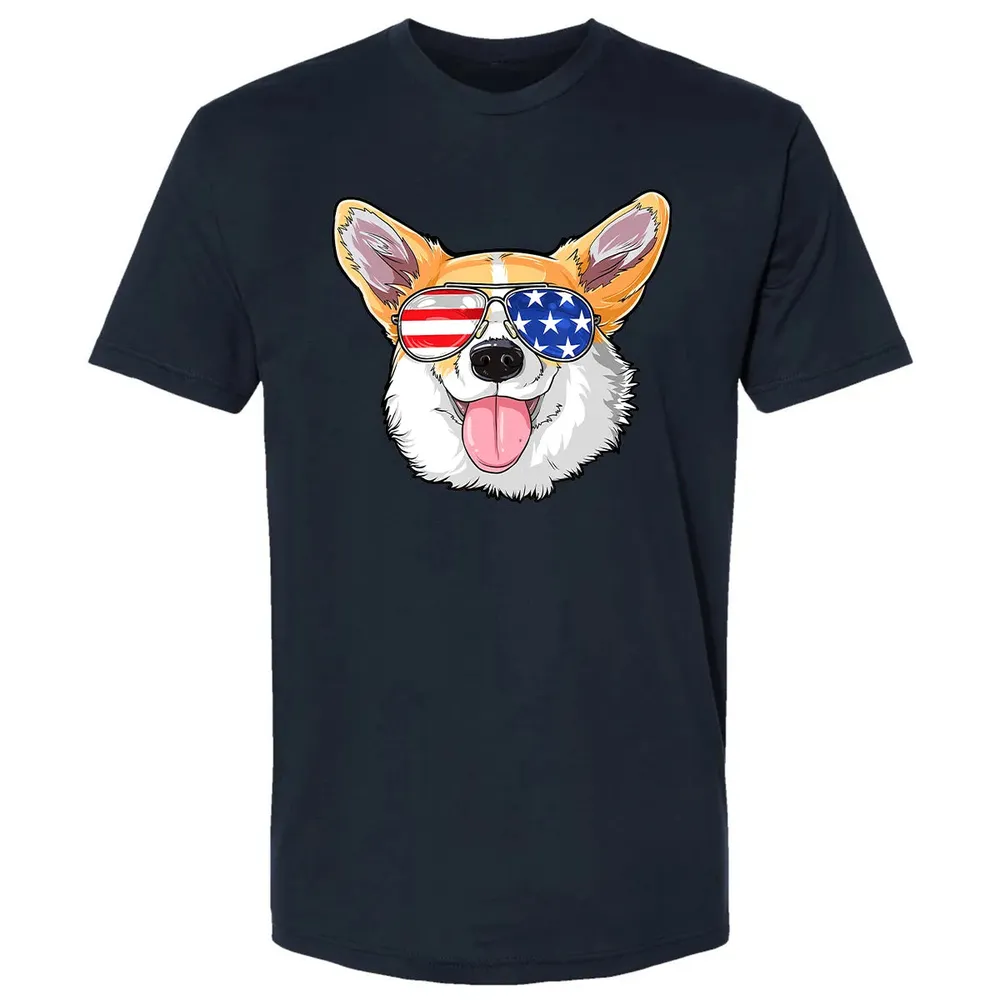 Corgi American Sunglasses  4th of July Dog Puppy USA Premium Unisex T-shirt - 2