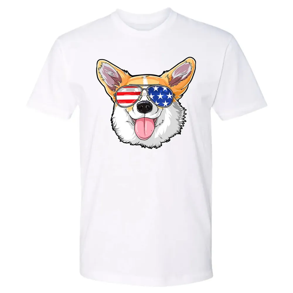 Corgi American Sunglasses  4th of July Dog Puppy USA Premium Unisex T-shirt - 4