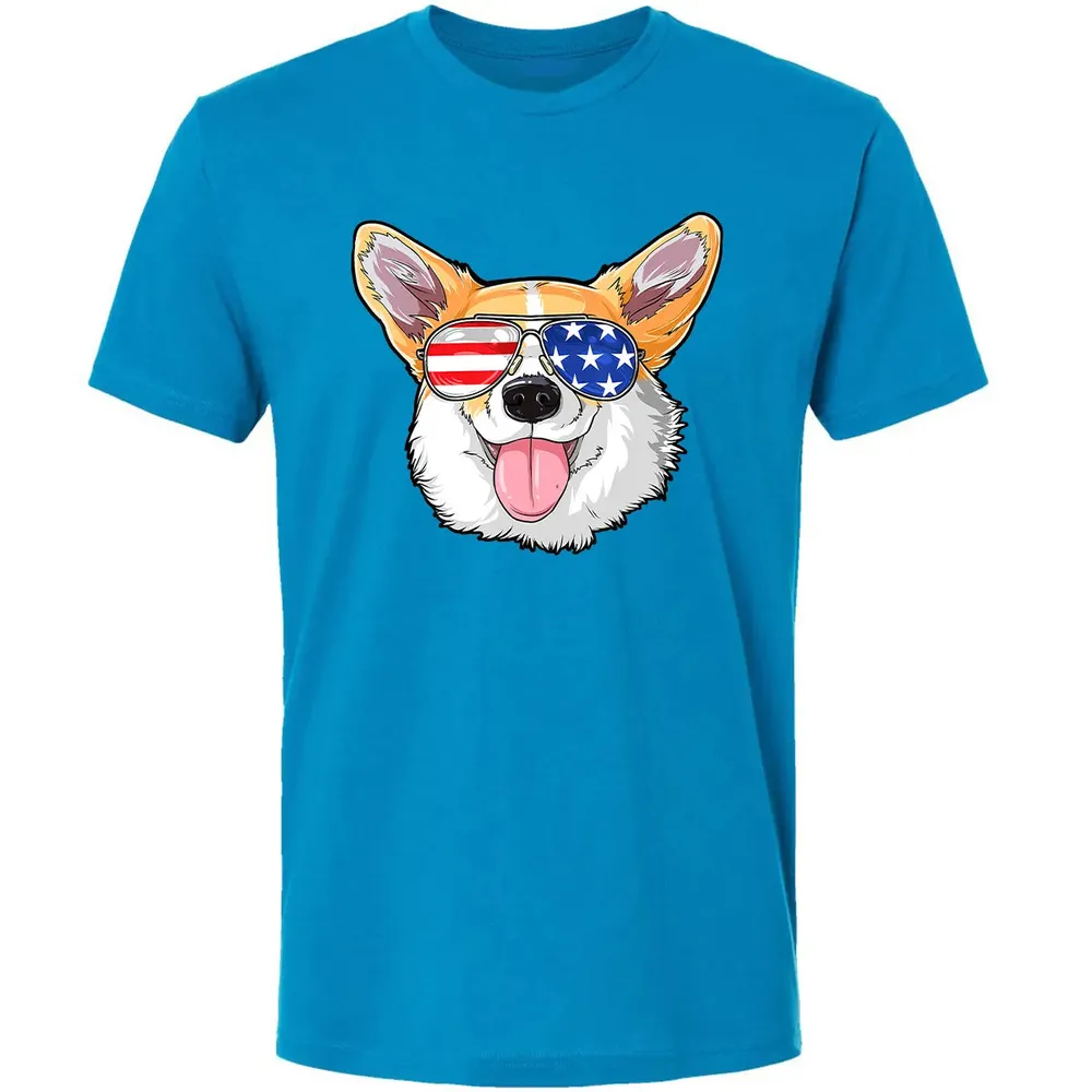 Corgi American Sunglasses  4th of July Dog Puppy USA Premium Unisex T-shirt - 15