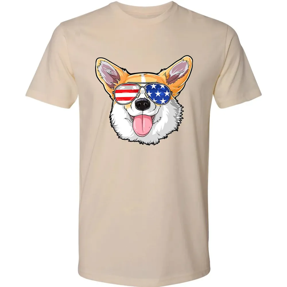 Corgi American Sunglasses  4th of July Dog Puppy USA Premium Unisex T-shirt - 13