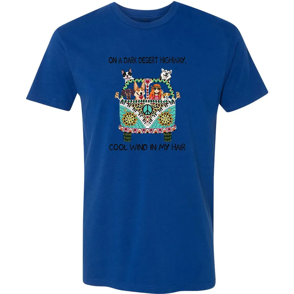 In Hair On Dark Highway A Desert Corgi Cool Wind Hippie Dog Premium Unisex T-shirt - 10