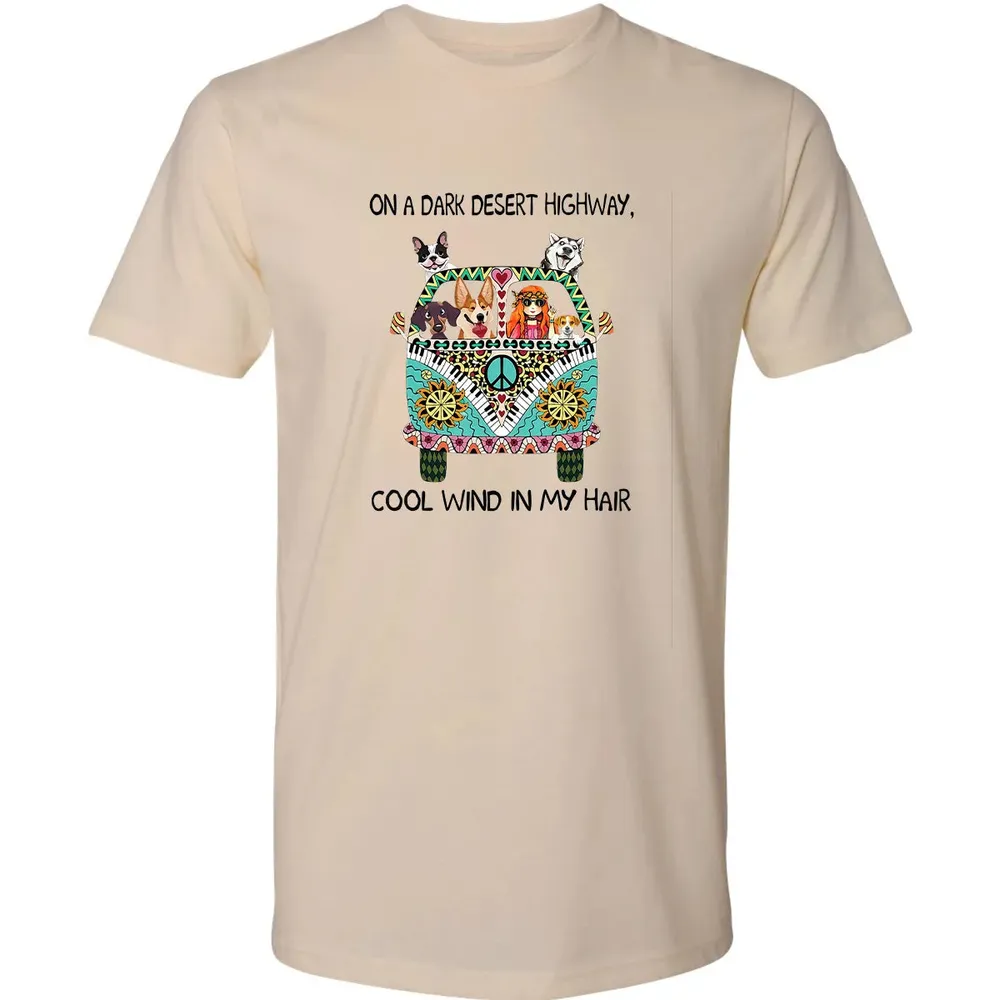 In Hair On Dark Highway A Desert Corgi Cool Wind Hippie Dog Premium Unisex T-shirt - 2