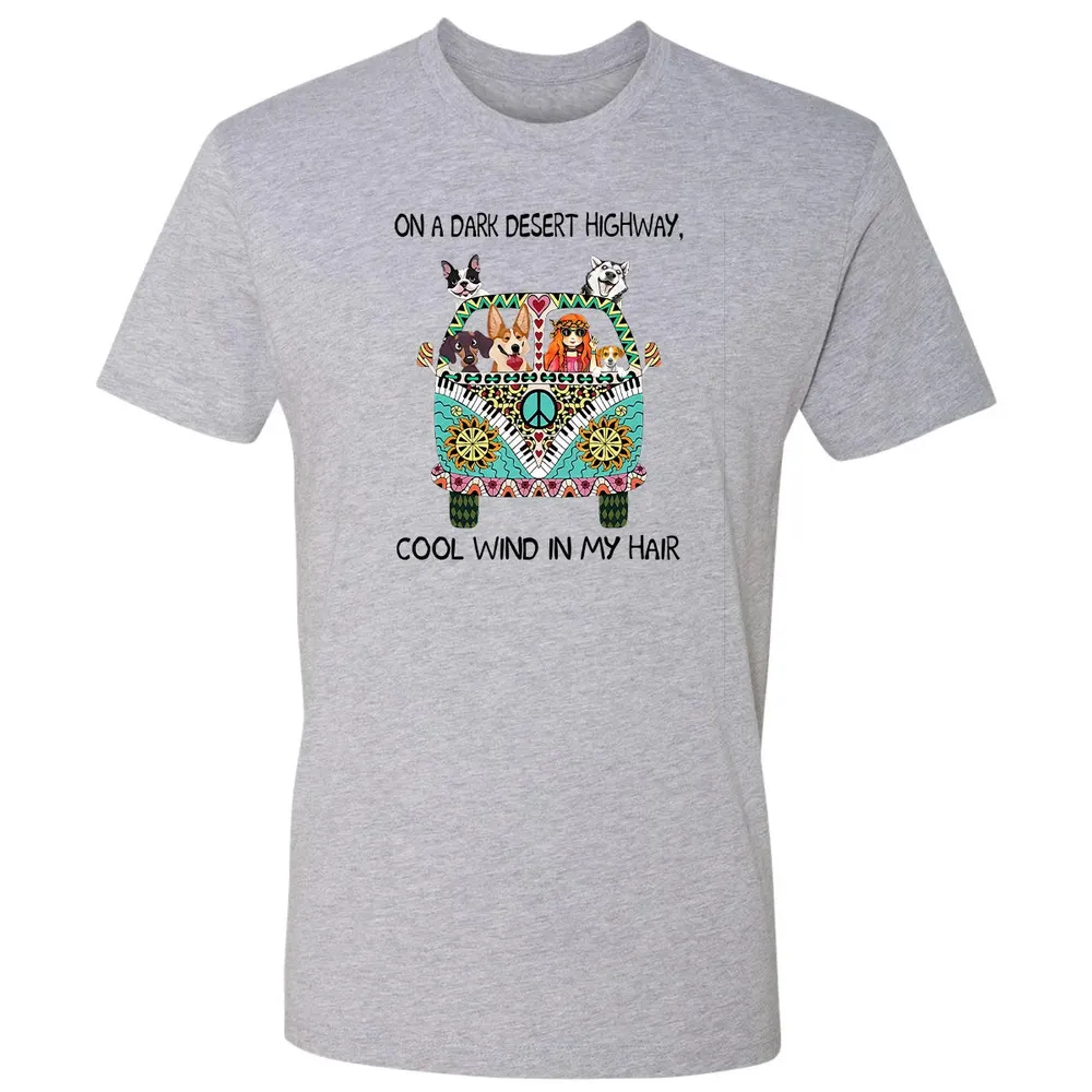 In Hair On Dark Highway A Desert Corgi Cool Wind Hippie Dog Premium Unisex T-shirt - 9