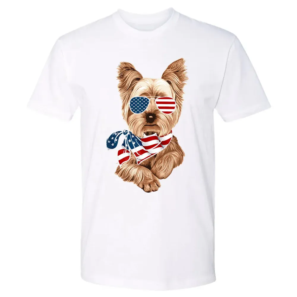 American Flag Yorkie Patriotic 4th Of July T Premium Unisex T-shirt - 4