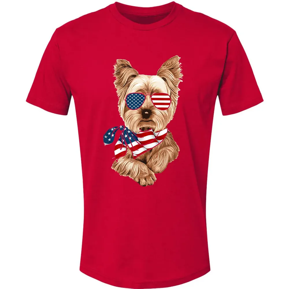 American Flag Yorkie Patriotic 4th Of July T Premium Unisex T-shirt - 6