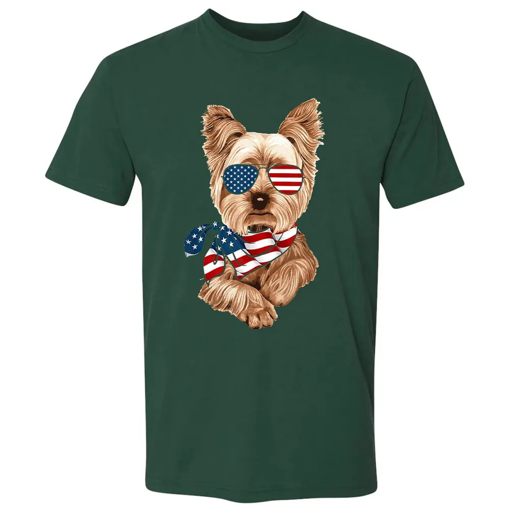 American Flag Yorkie Patriotic 4th Of July T Premium Unisex T-shirt - 12