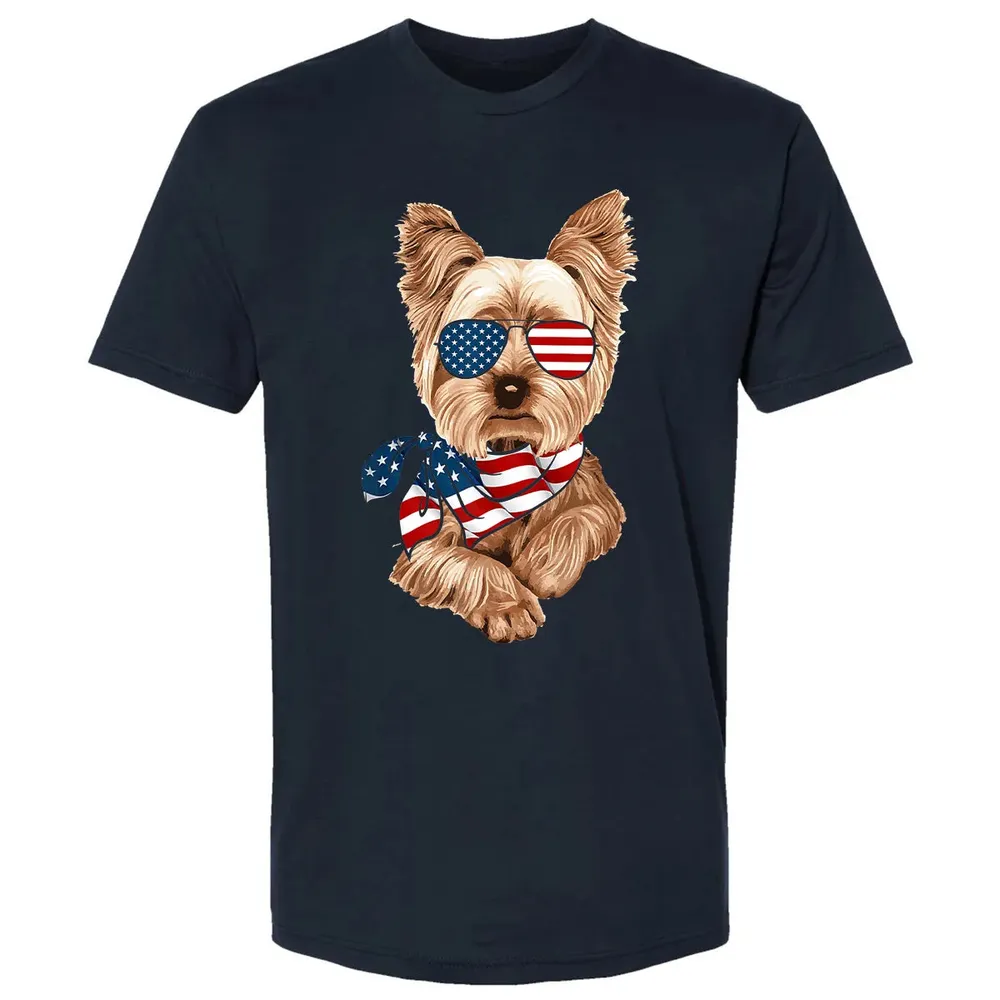 American Flag Yorkie Patriotic 4th Of July T Premium Unisex T-shirt - 2