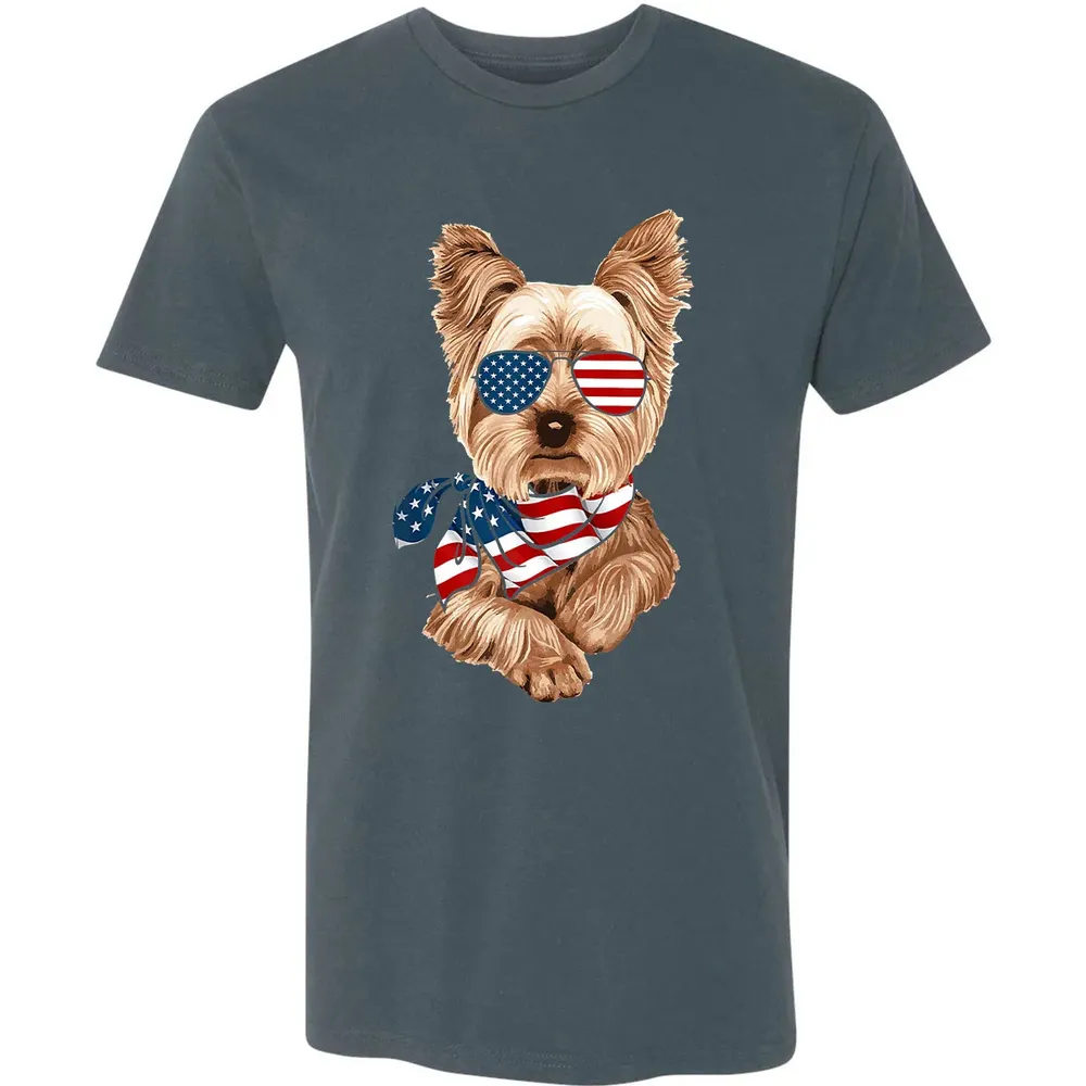American Flag Yorkie Patriotic 4th Of July T Premium Unisex T-shirt - 14
