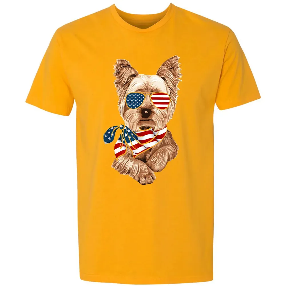 American Flag Yorkie Patriotic 4th Of July T Premium Unisex T-shirt - 11