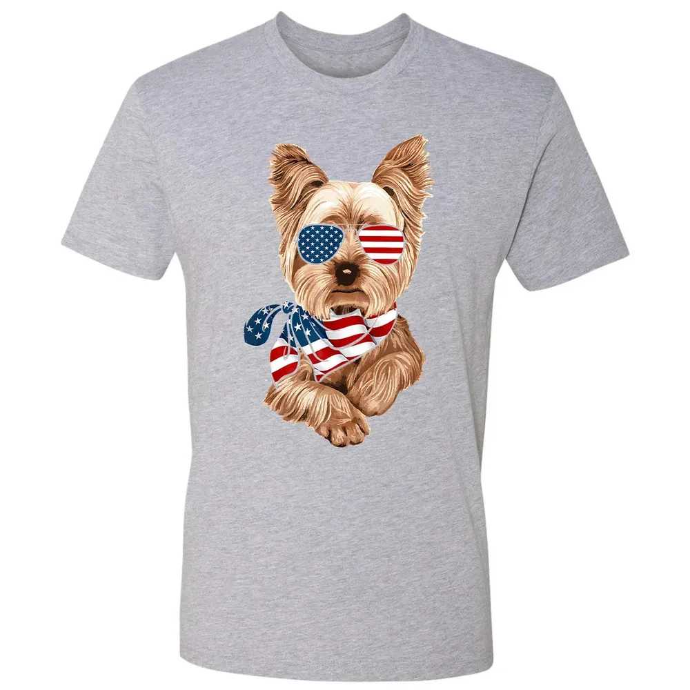 American Flag Yorkie Patriotic 4th Of July T Premium Unisex T-shirt - 9