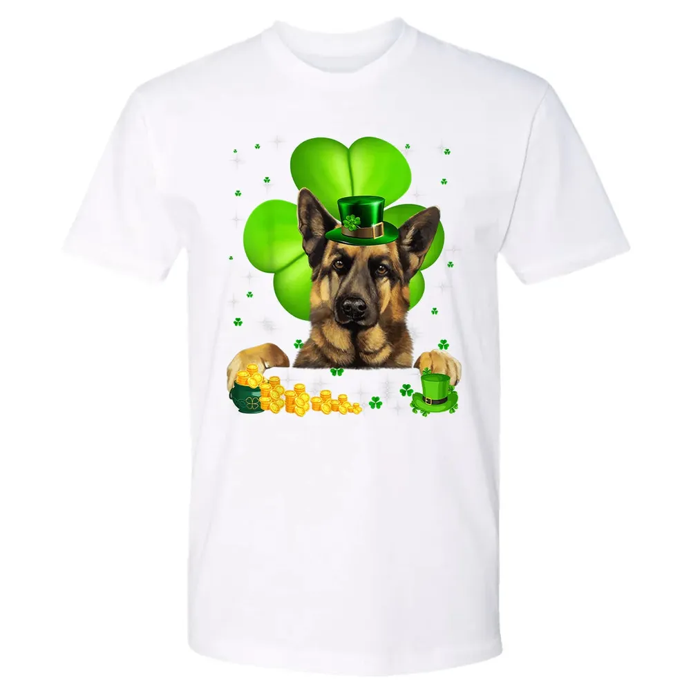 St Patrick's Day German Shepherd Shamrock Premium Unisex T-shirt - 4