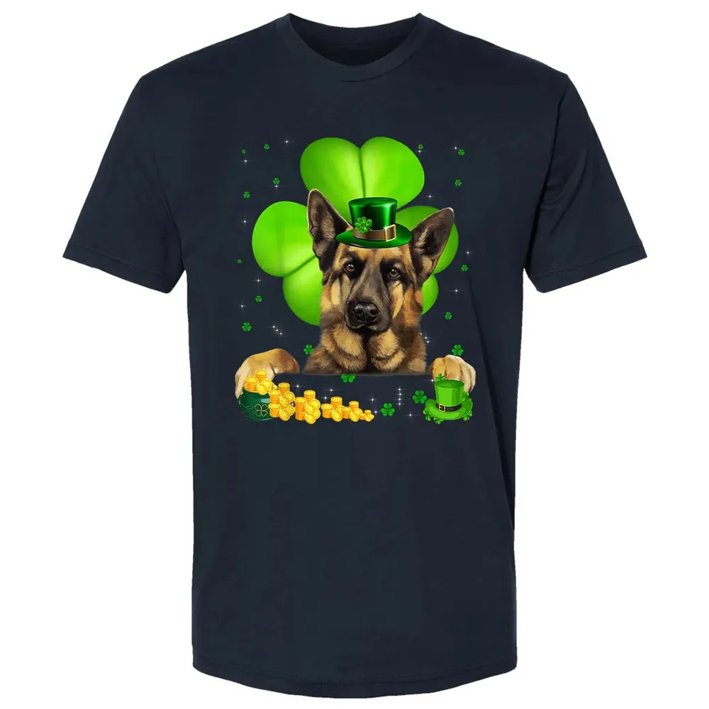 St Patrick's Day German Shepherd Shamrock Premium Unisex T-shirt - 2