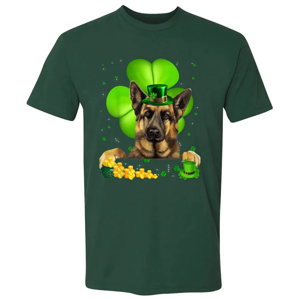 St Patrick's Day German Shepherd Shamrock Premium Unisex T-shirt - 12