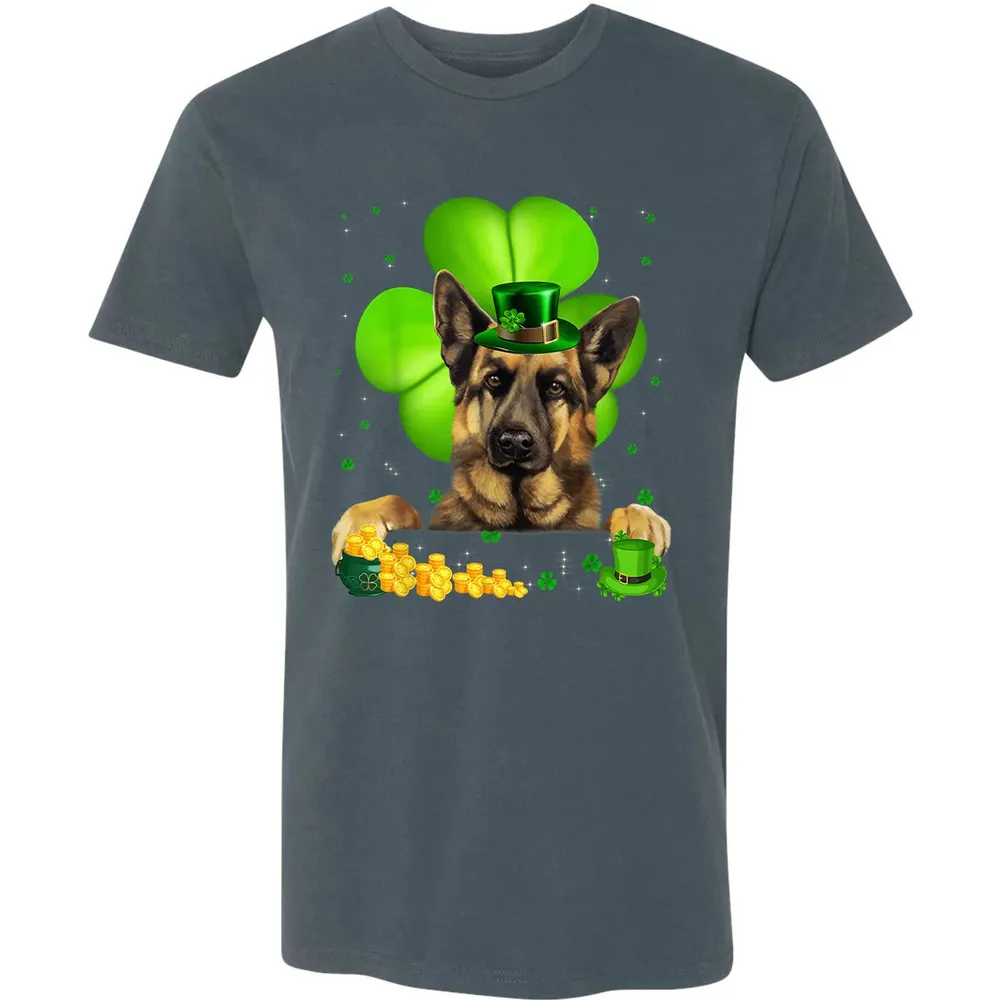 St Patrick's Day German Shepherd Shamrock Premium Unisex T-shirt - 14