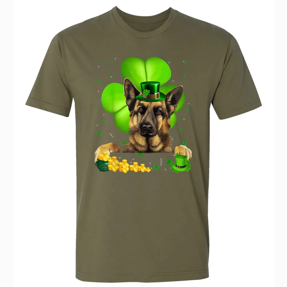 St Patrick's Day German Shepherd Shamrock Premium Unisex T-shirt - 5